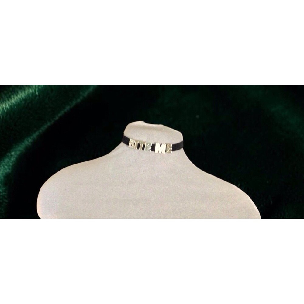 Black Velvet Bite Me Choker,W Rhinestones, Goth